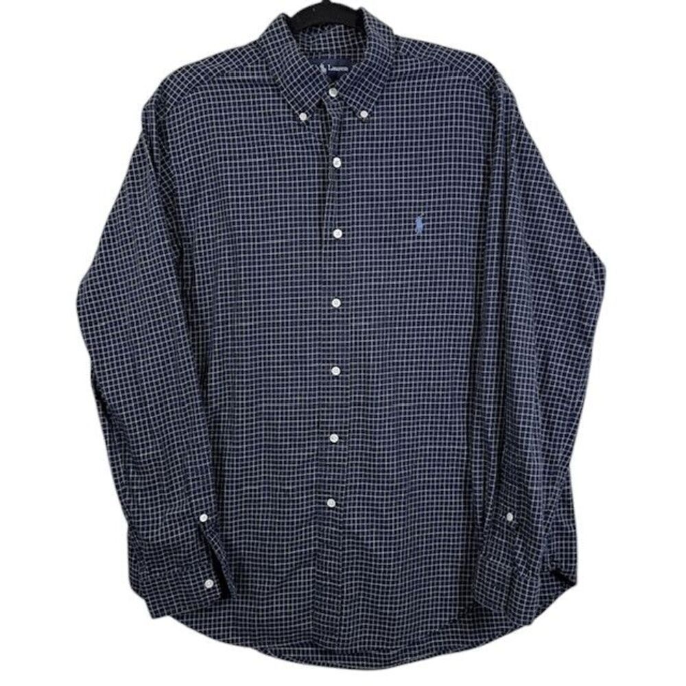 Ralph Lauren Classic‎ Fit Men's Button Down Navy White Windowpane Size Large